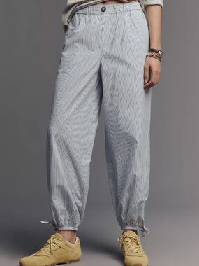 Maeve Cotton Baloon Light Blue Pinstripe  Pants